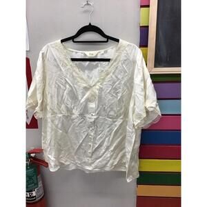 Me Jennie Garth women’s peasant blouse 1X cream velvety lace new HSN